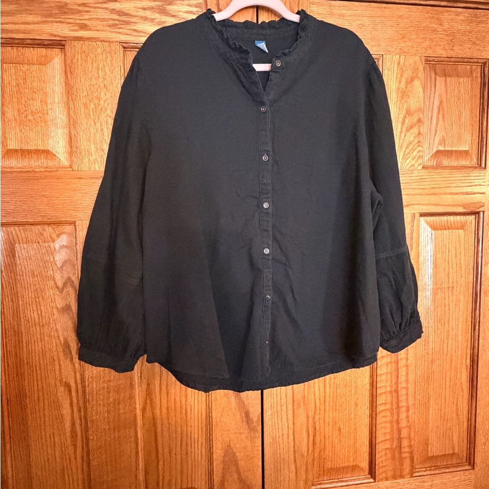 Old Navy Black Denim Button Down Blouse